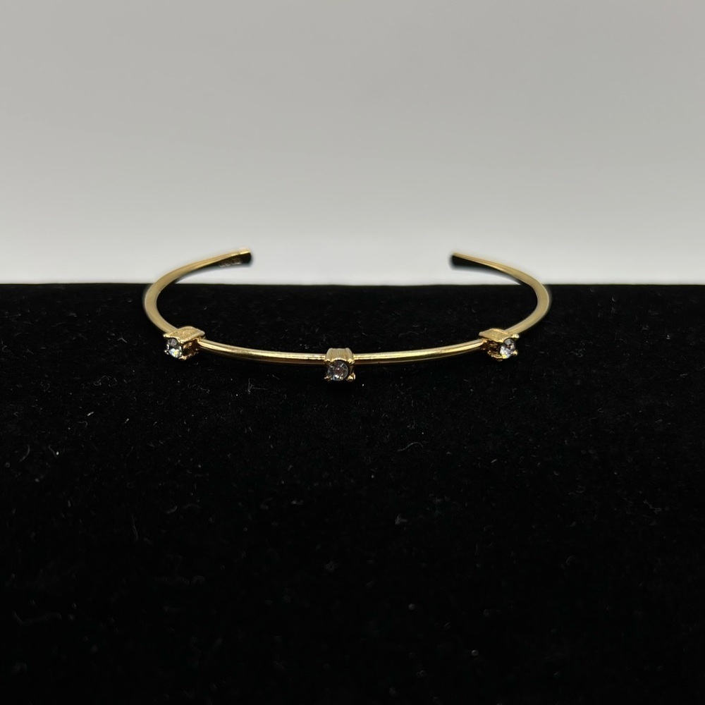 Vintage Avon 1979 Gold Tone Rhinestone Trio Cuff Bracelet